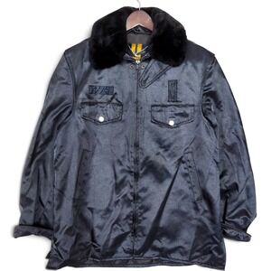 VTG 70s 80s Aggressor Jacket 42R Fur Collar‎ Bomber Coat Hooded Union Workwear